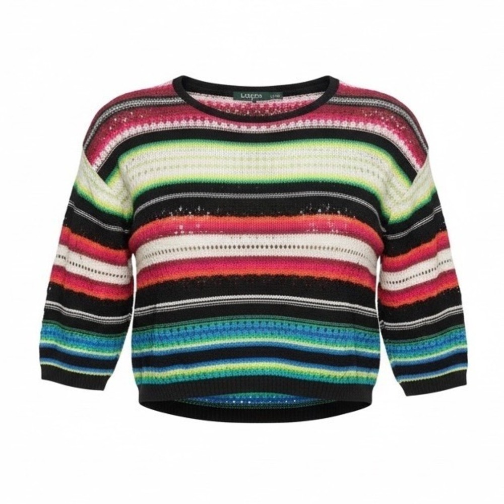 Lauren Ralph Lauren Women's Linen Blend Striped Pullover Sweater Size Large